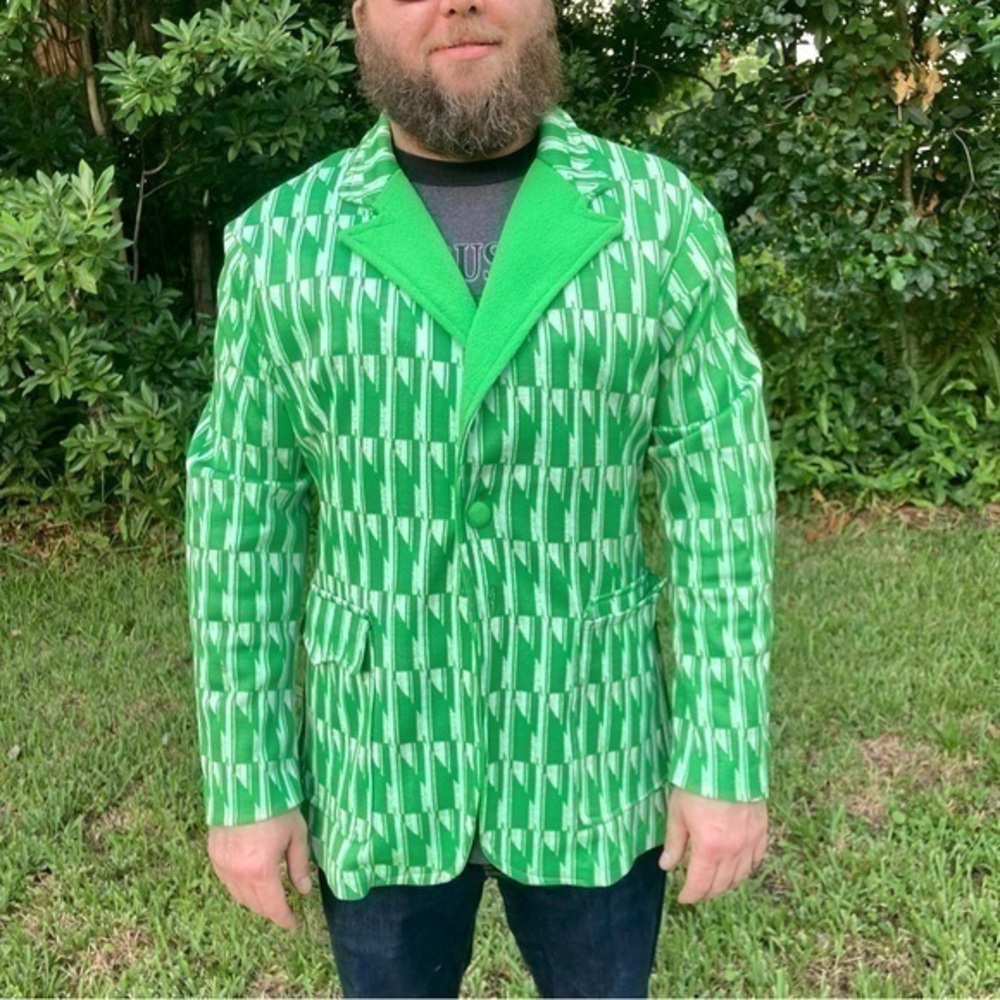 Vintage style emerald green patterned blazer